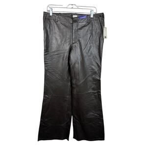 NWT Gap Vintage Leather Trouser Low Rise Deep Brown Wide Leg Low Rise Y2K Sze 14